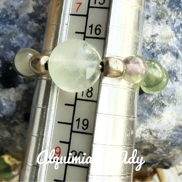 Rainbow Fluorite beaded ring boho band - Picture 7 of 7